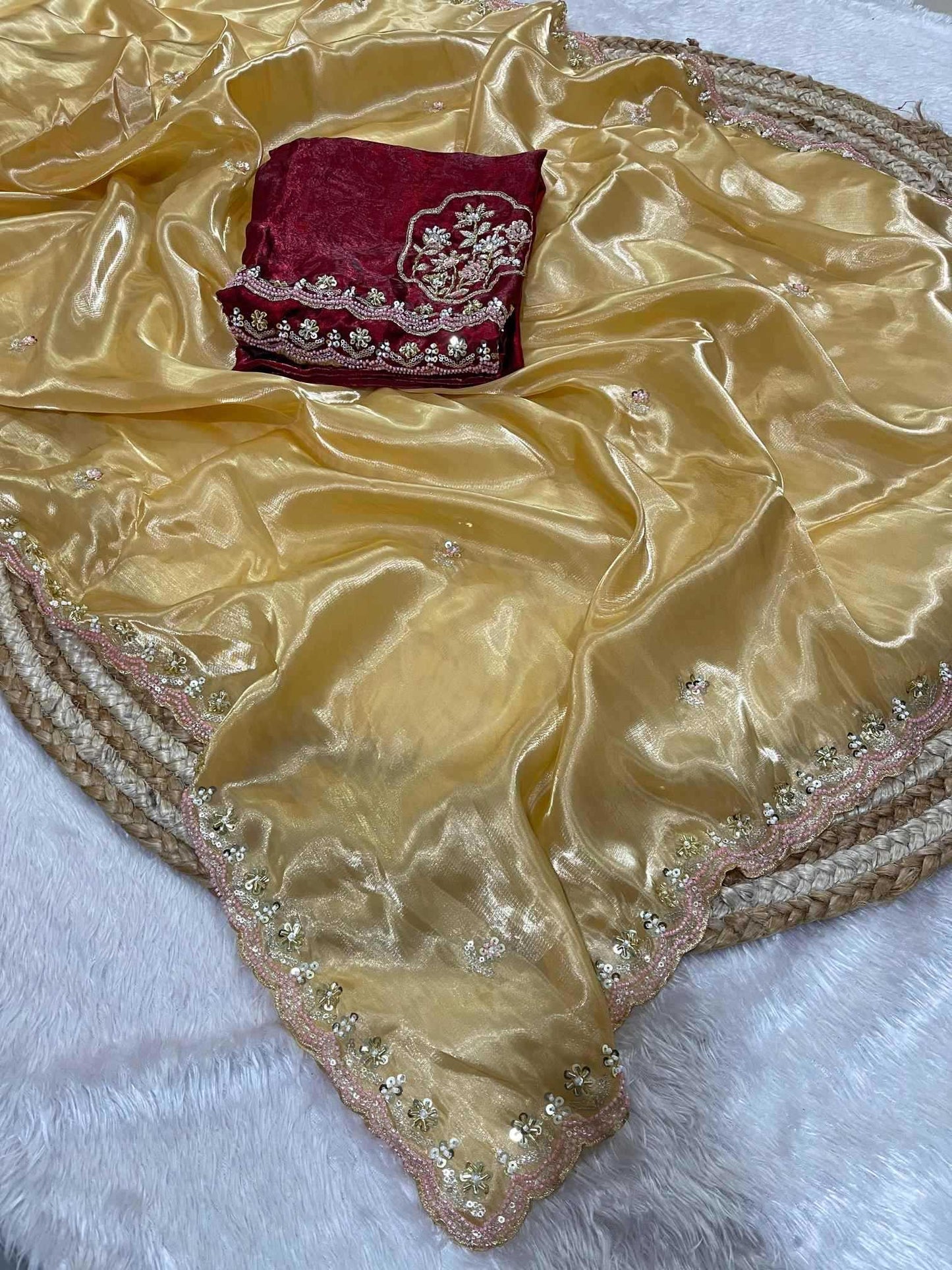 Satin Silk Sequence Saree