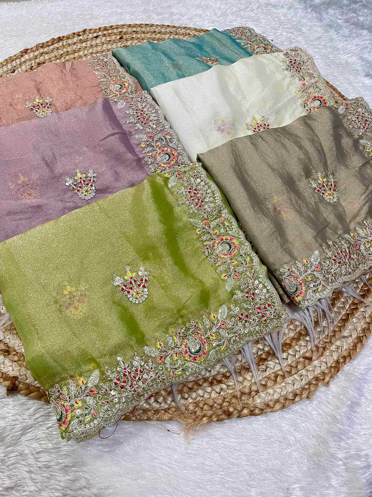 Dull Moss Designer Saree