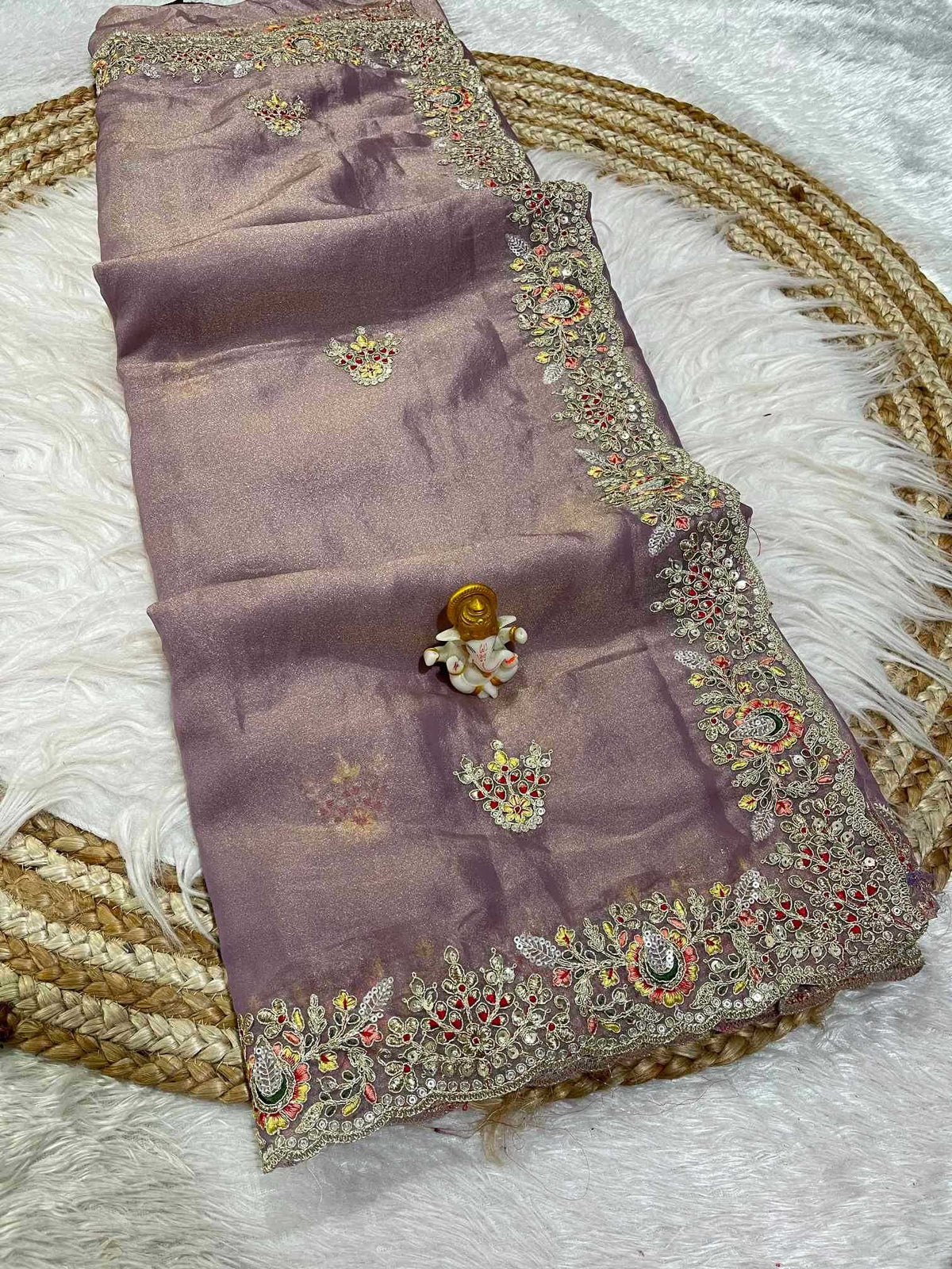 Dull Moss Designer Saree