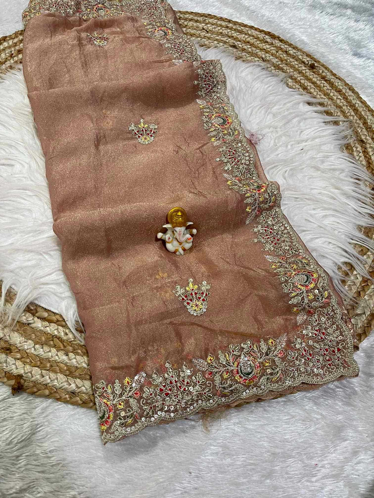 Dull Moss Designer Saree