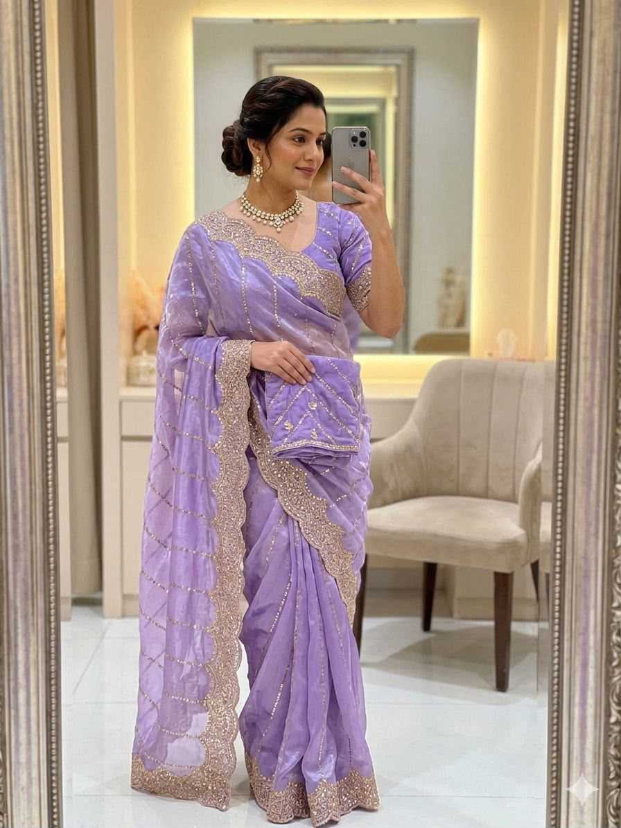 Satin Sequence Saree