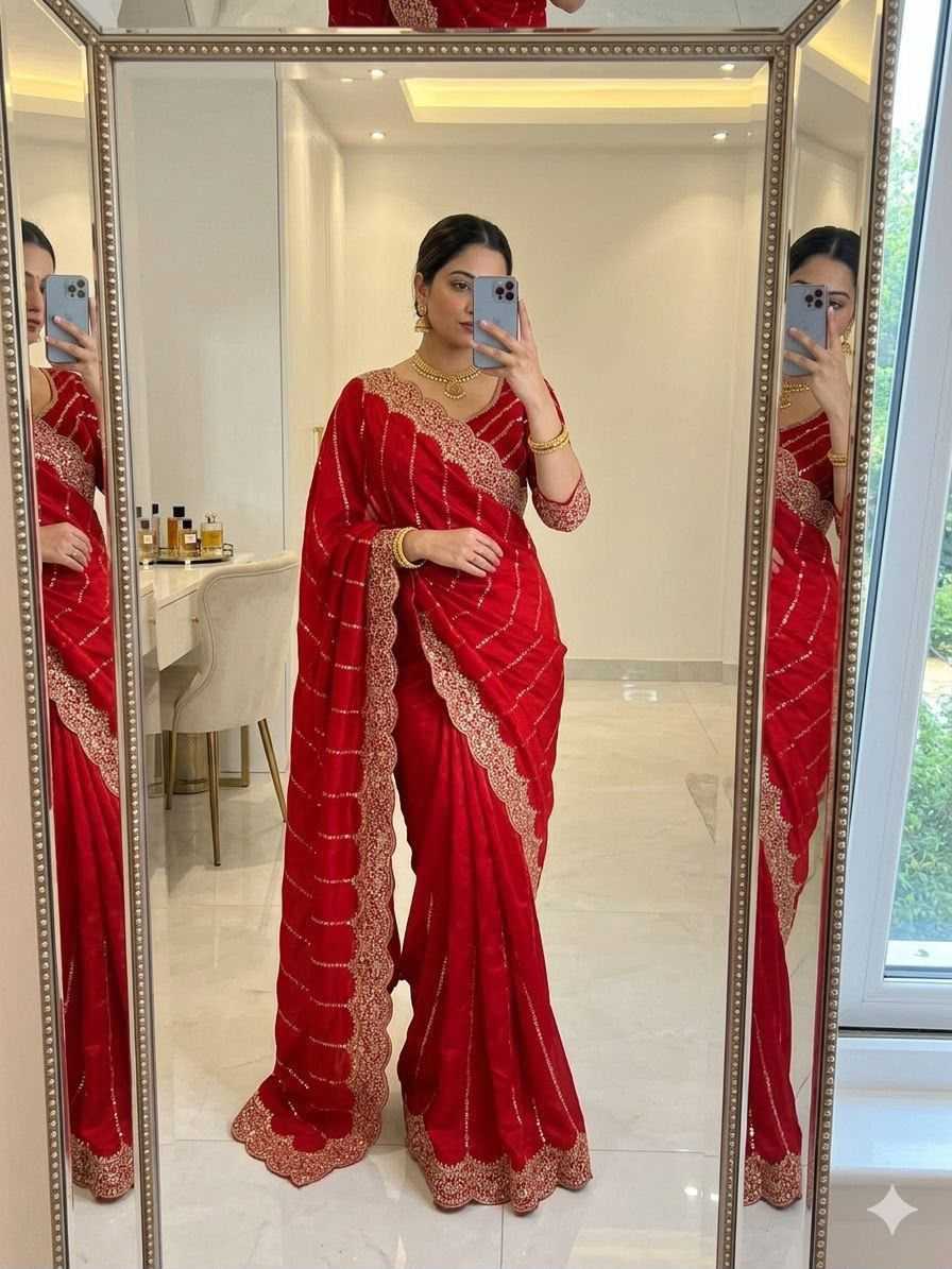 Satin Sequence Saree