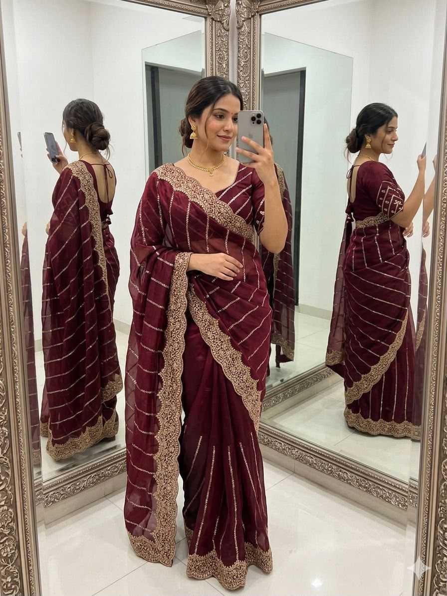 Satin Sequence Saree