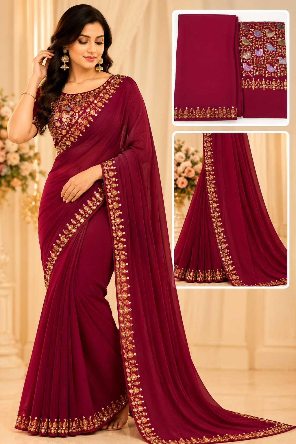 Trisha Premium Georgette Designer Saree