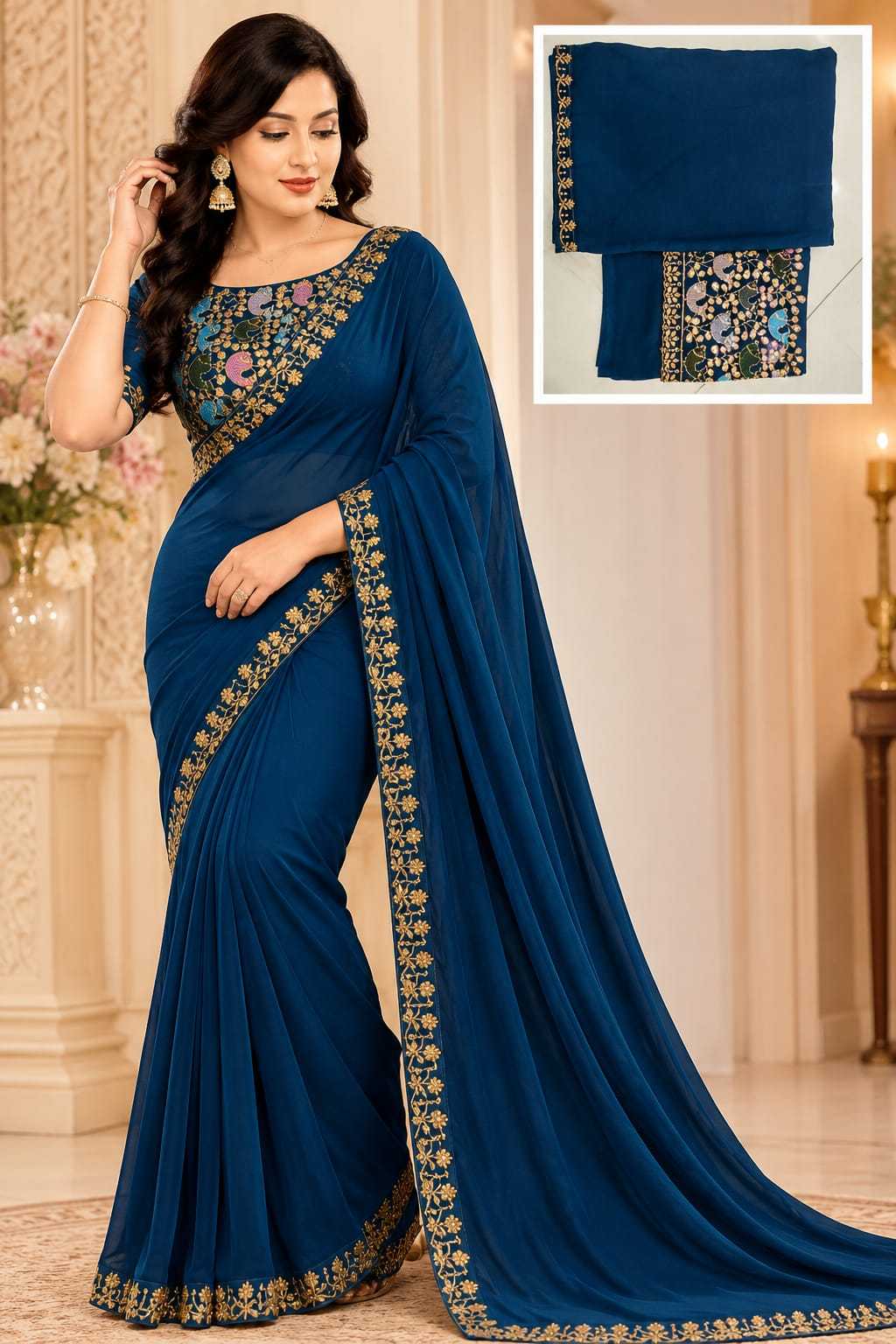 Trisha Premium Georgette Designer Saree