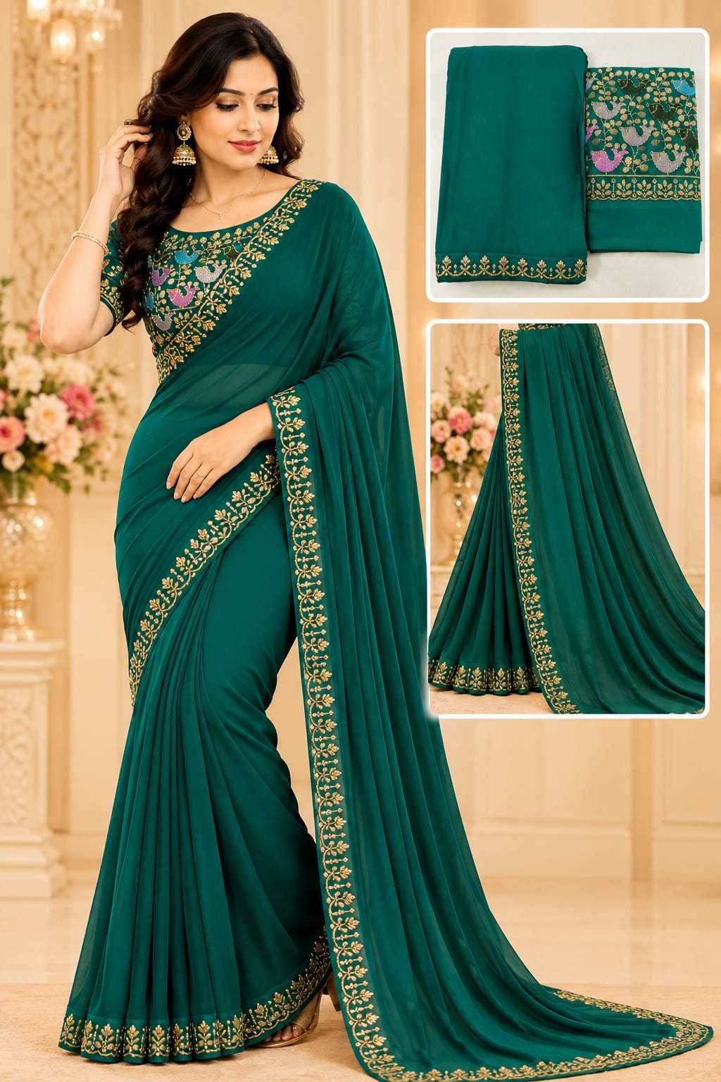 Trisha Premium Georgette Designer Saree