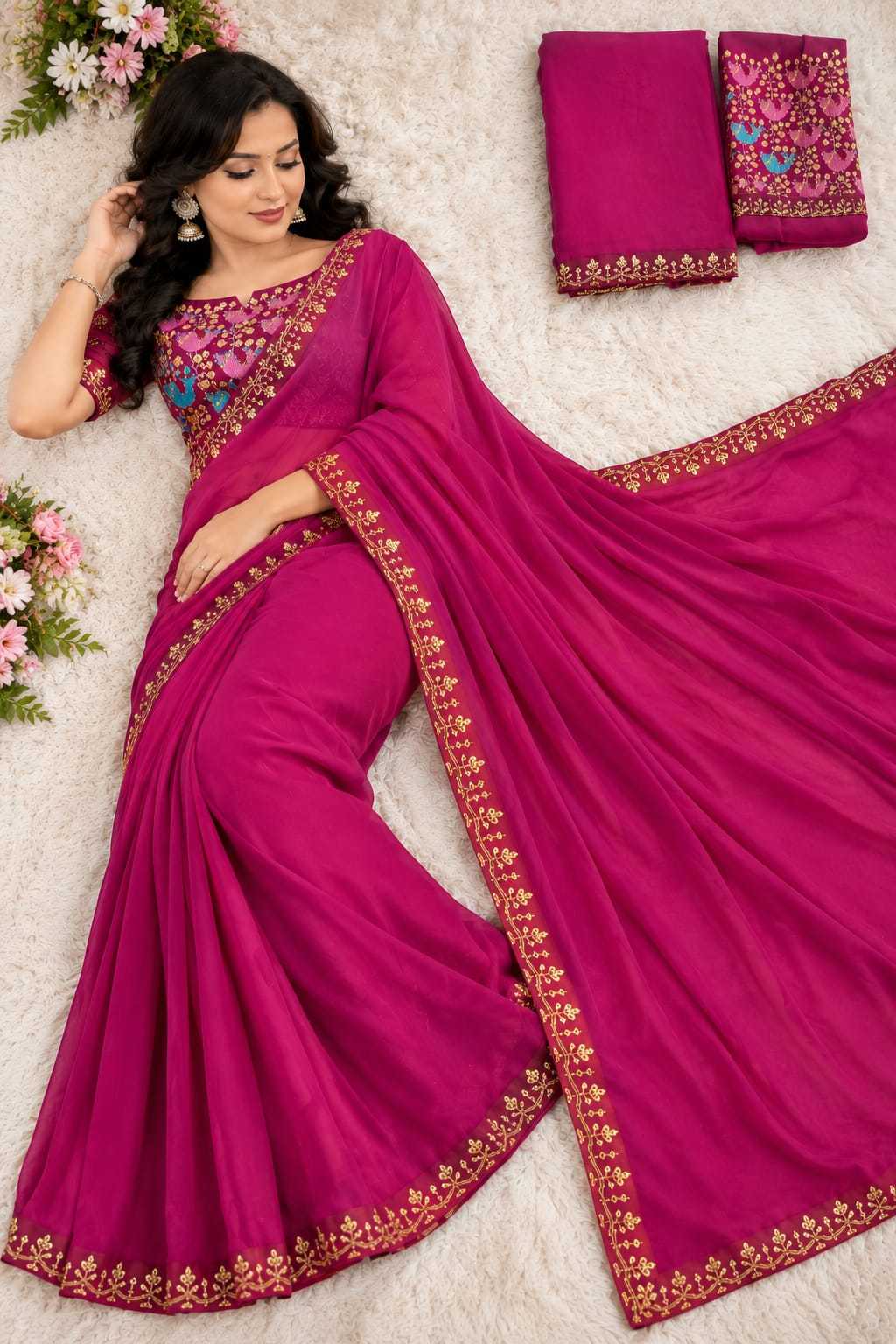 Trisha Premium Georgette Designer Saree