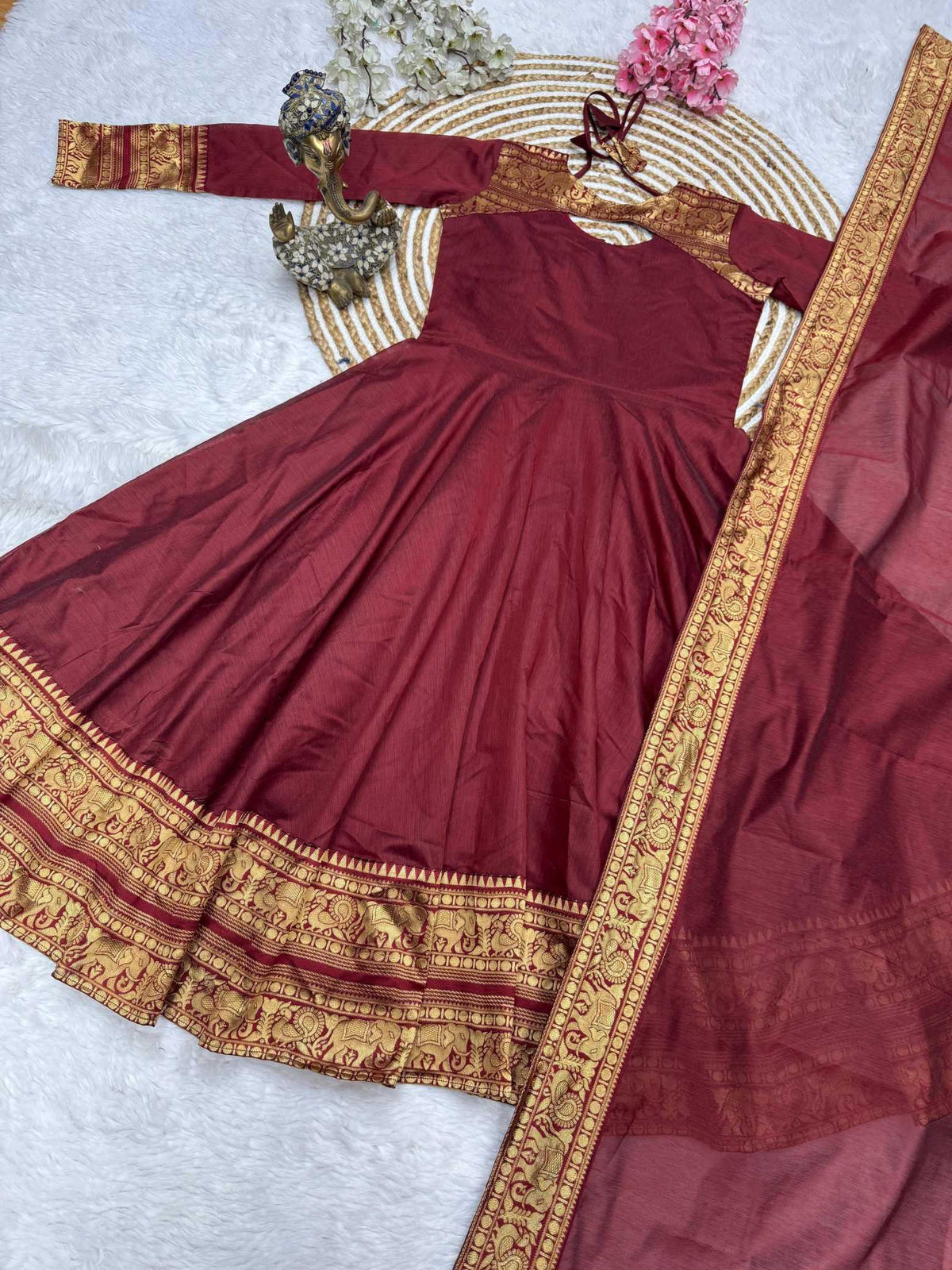 Soft Cotton Silk Party Gown
