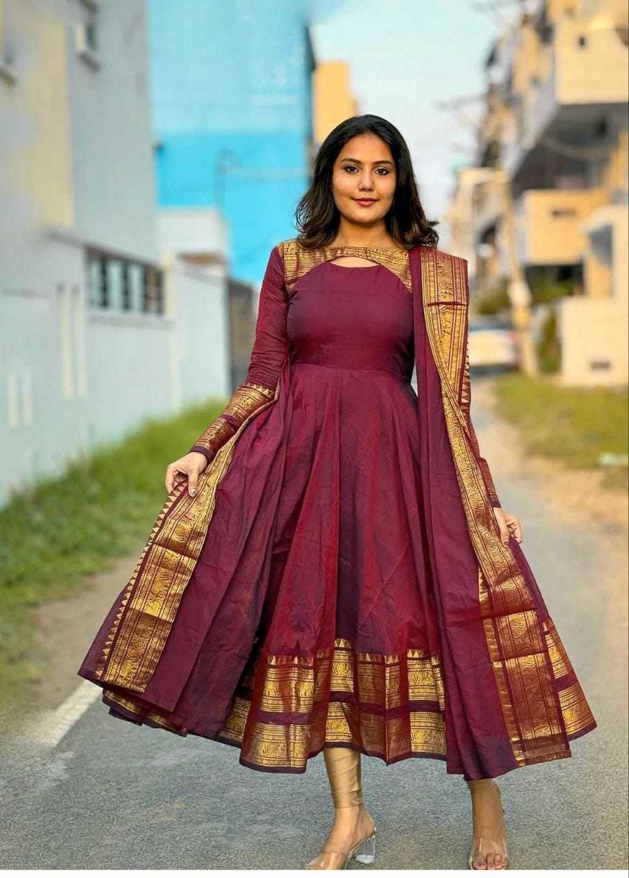 Soft Cotton Silk Party Gown
