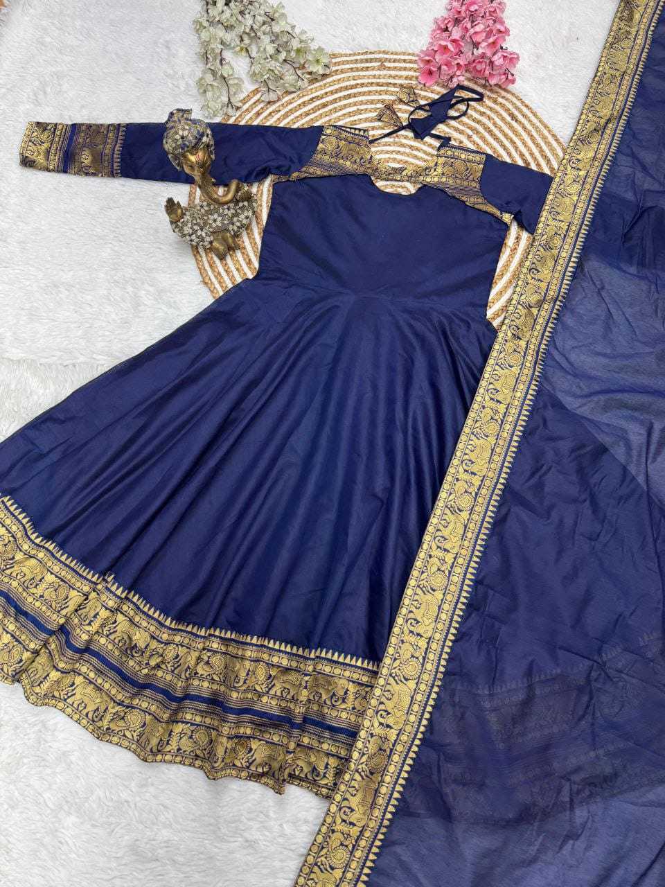 Soft Cotton Silk Party Gown