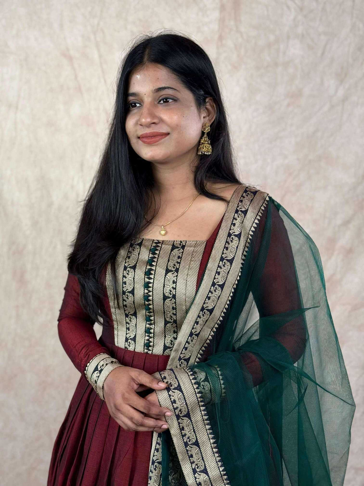 Vichitra Silk Fancy Gown in Maroon