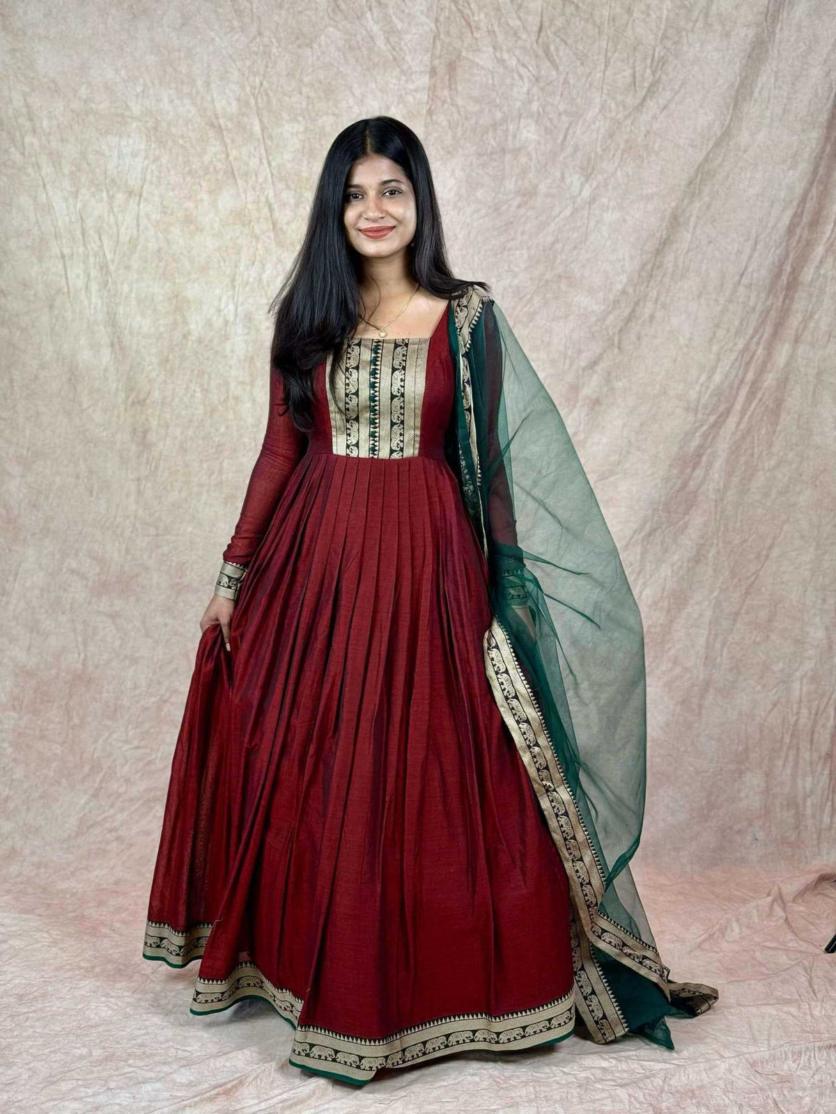 Vichitra Silk Fancy Gown in Maroon