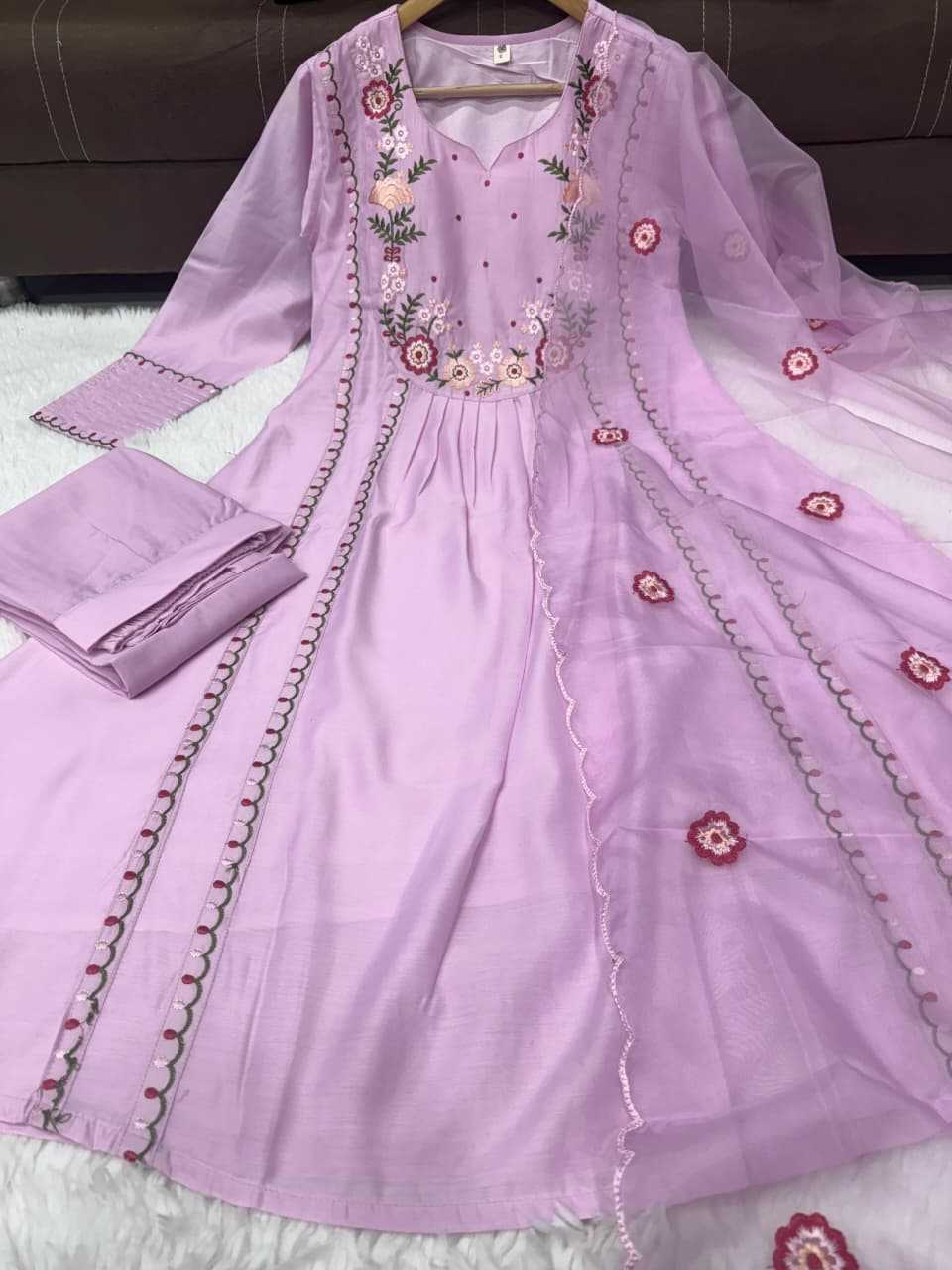 Chanderi Silk Embroidery Gown