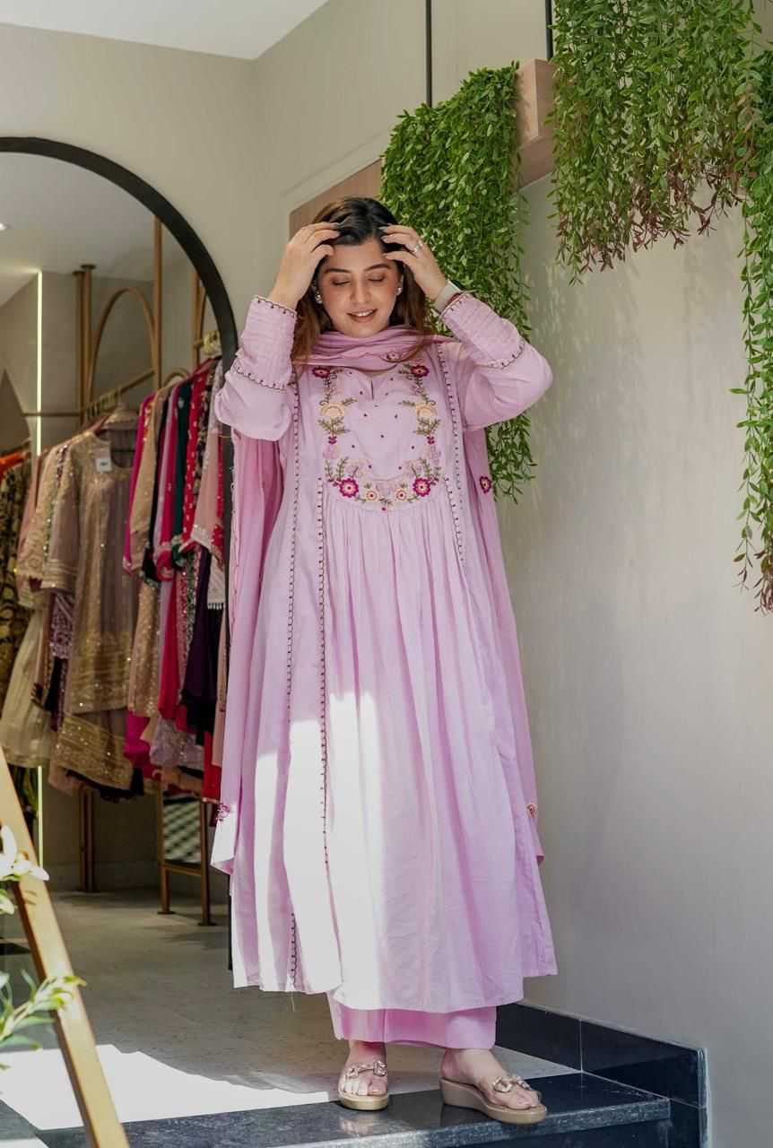 Chanderi Silk Embroidery Gown