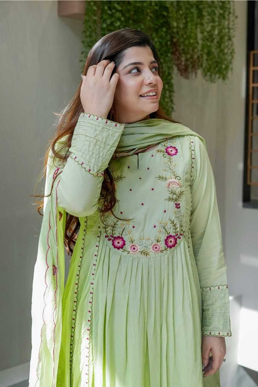 Chanderi Silk Embroidery Gown