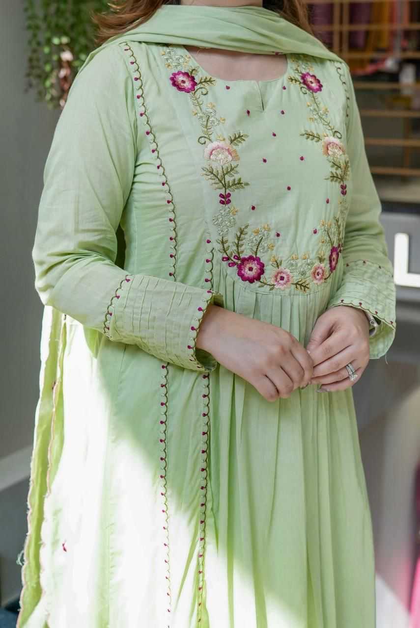 Chanderi Silk Embroidery Gown