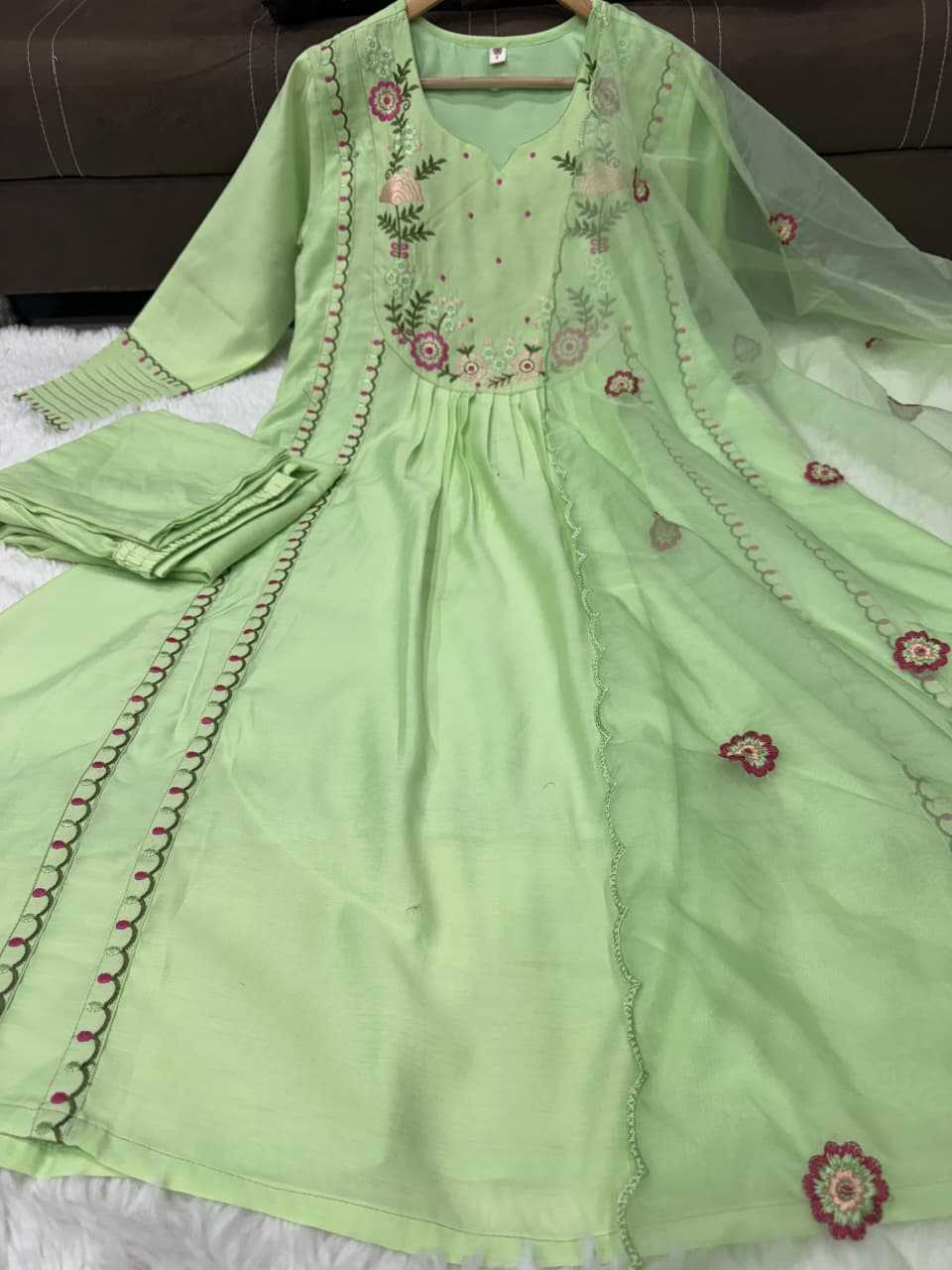 Chanderi Silk Embroidery Gown