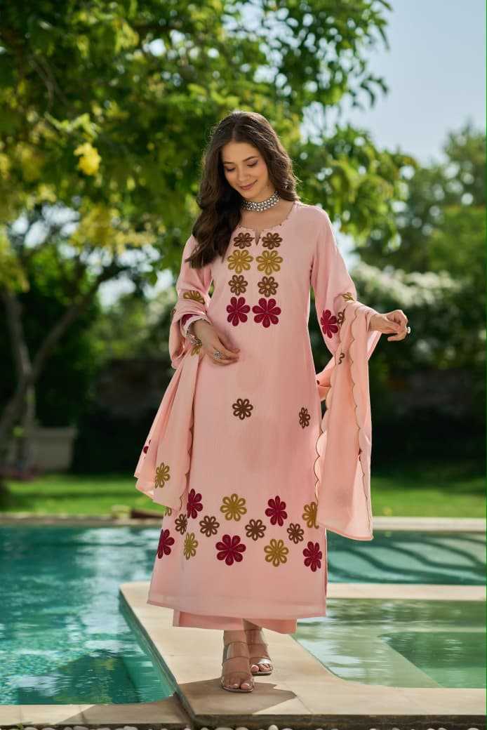 Chanderi Silk Embroidery Suit in Yellow