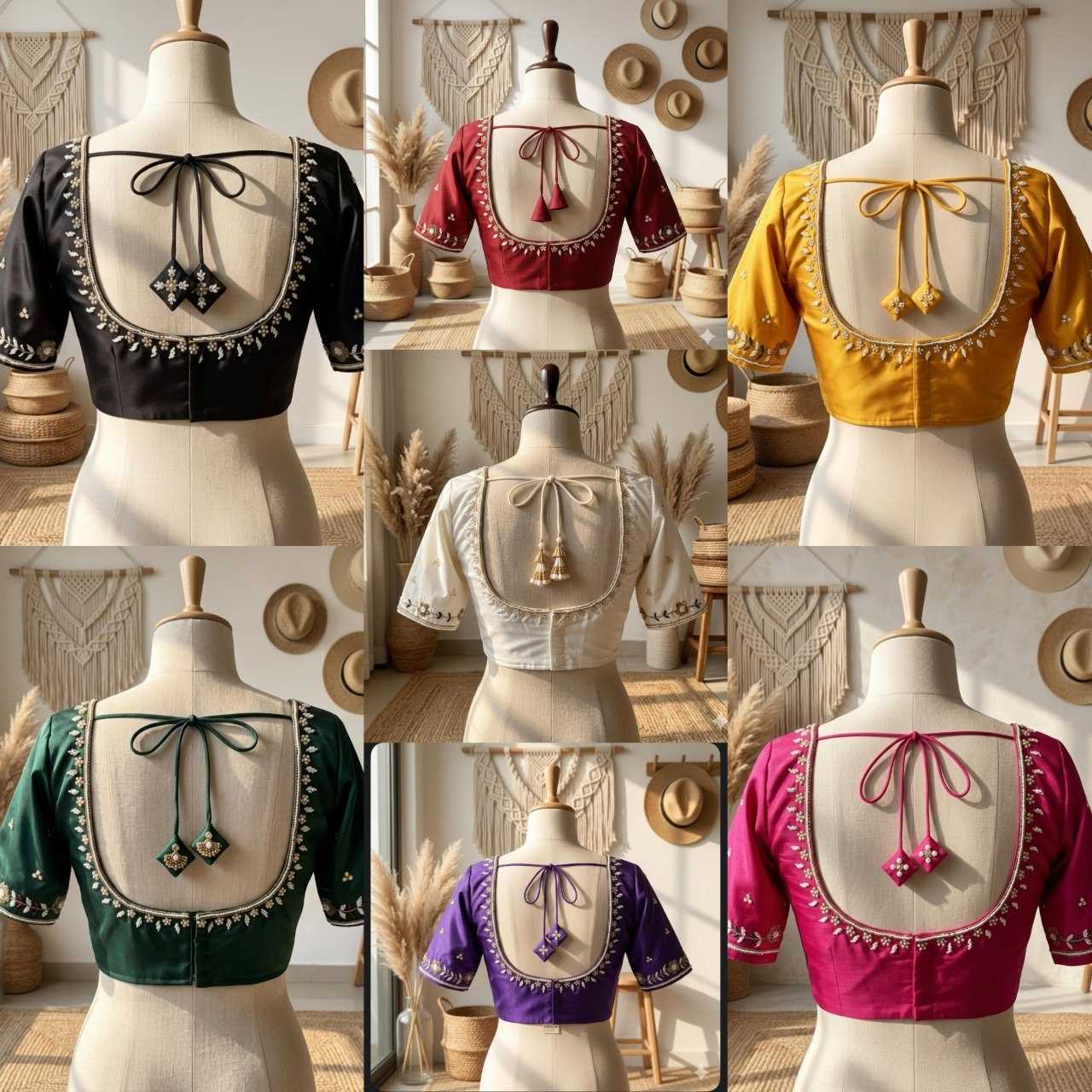 Silk Sequence Embroidery Blouse
