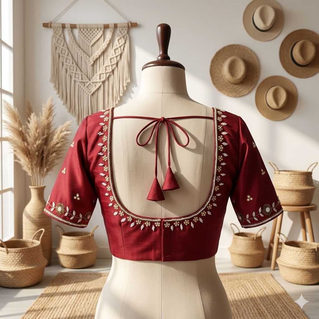 Silk Sequence Embroidery Blouse