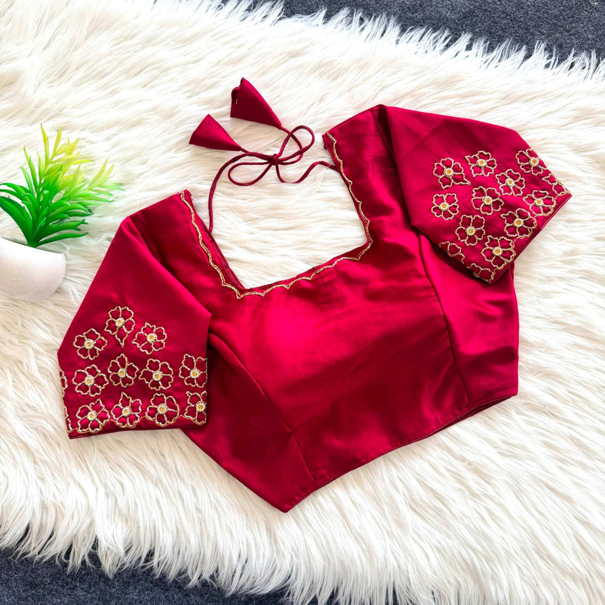 Aalya Pure Silk Designer Blouse in Falu Red