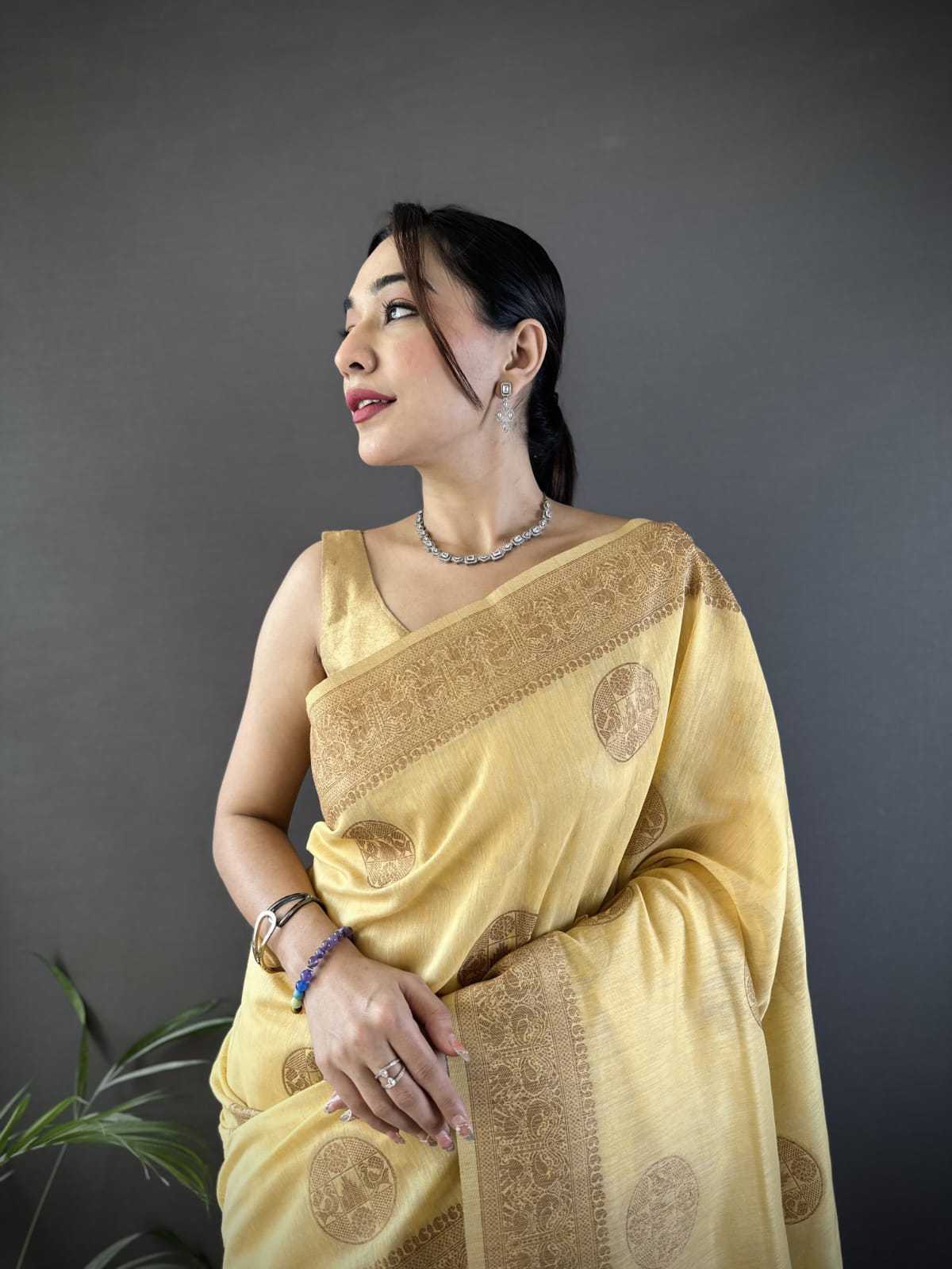 Linen Party Wear Silk Saree
