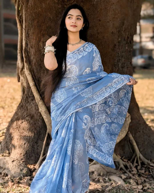 Linen Designer Saree
