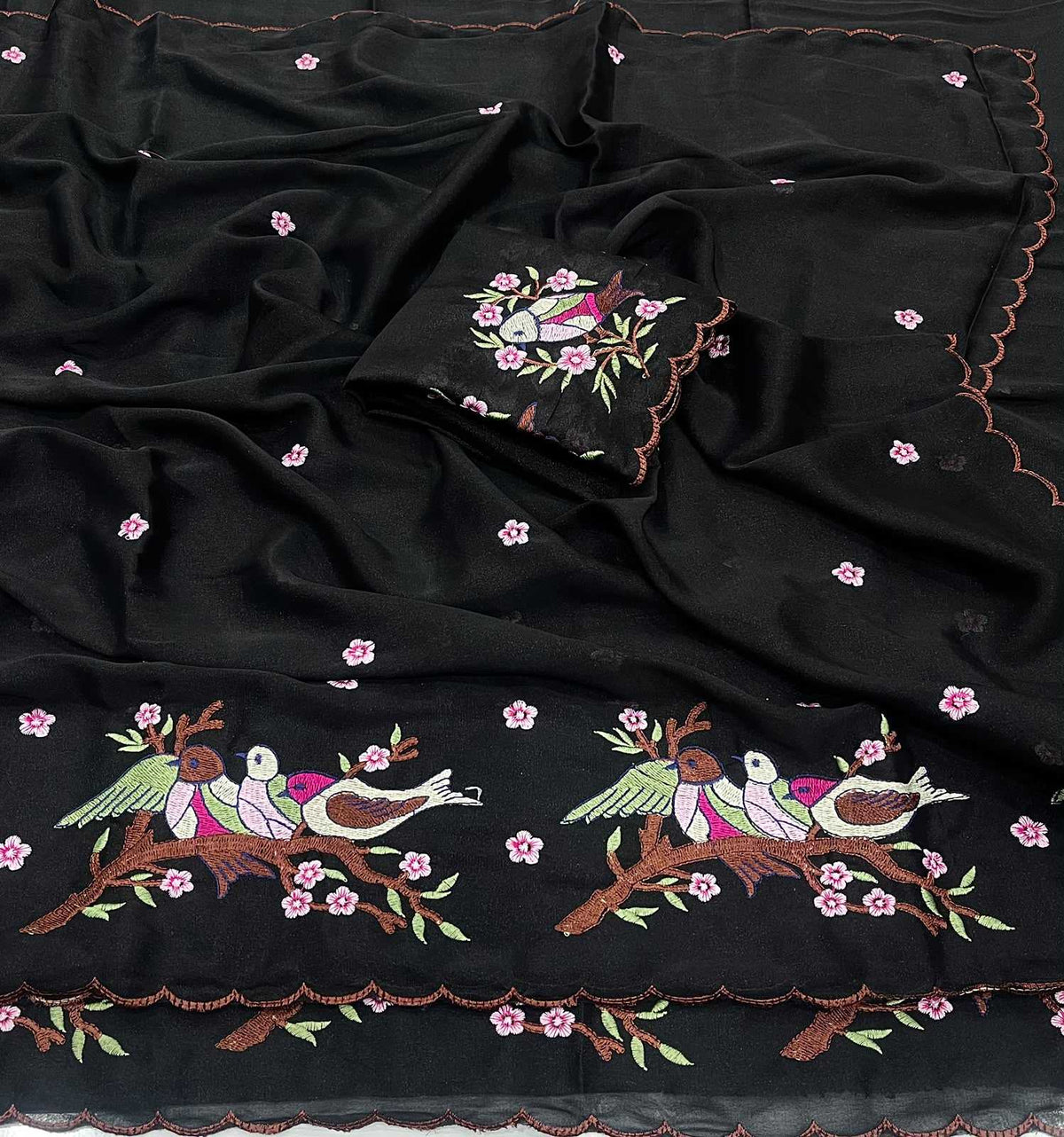 Advika Premium Georgette Designer Saree in Black