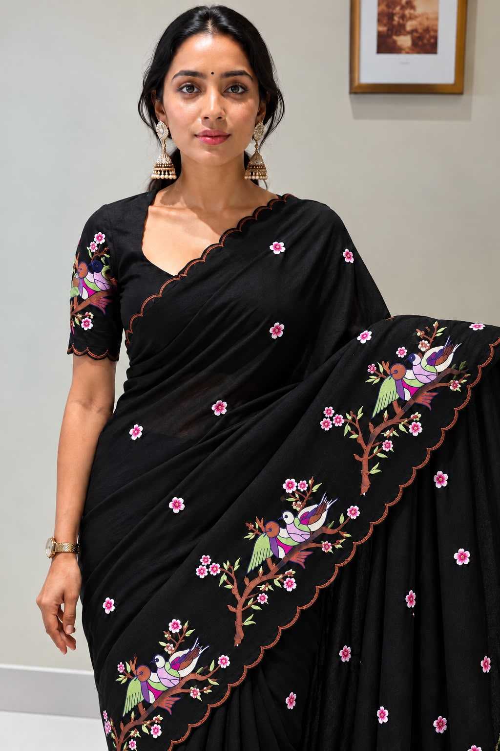 Advika Premium Georgette Designer Saree in Black