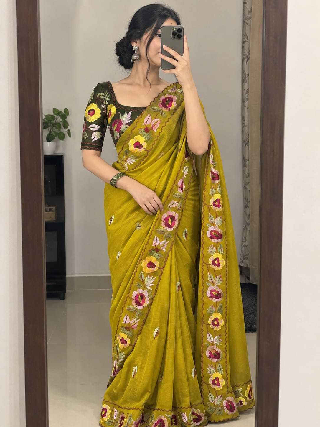 Advika Premium Georgette Designer Saree in Beige