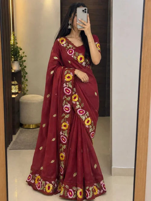 Advika Premium Georgette Designer Saree in Beige