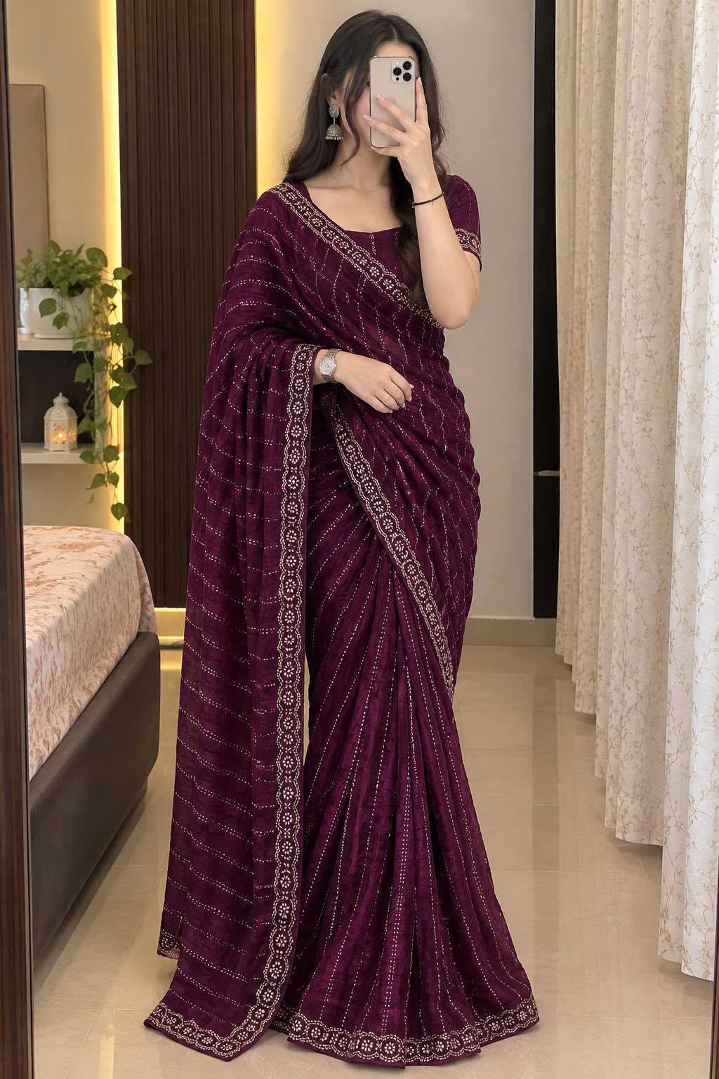 Akshara Space Silk Soft Saree in Maroon