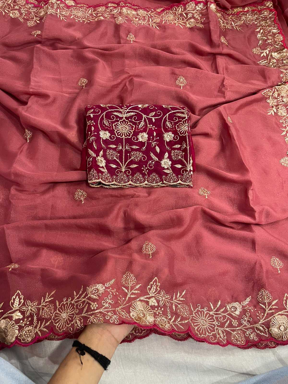 Avni Premium Georgette Designer Saree in Purple
