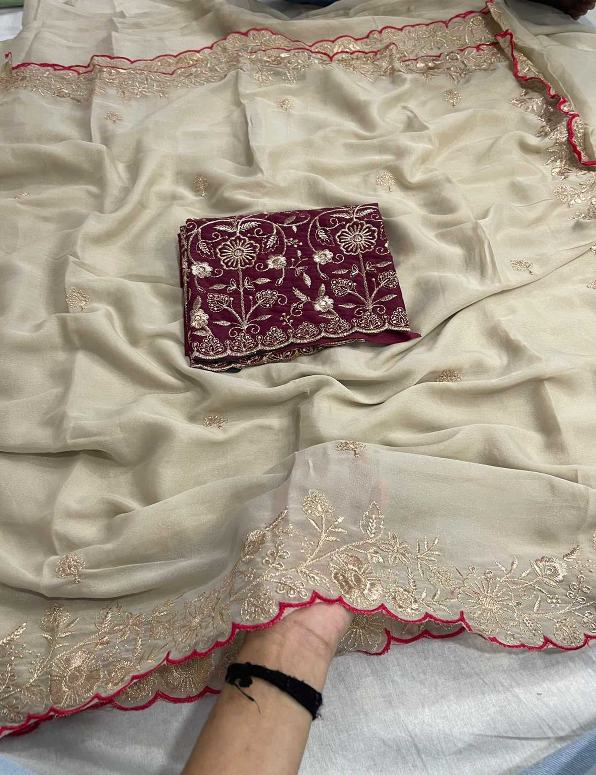 Avni Premium Georgette Designer Saree in Purple