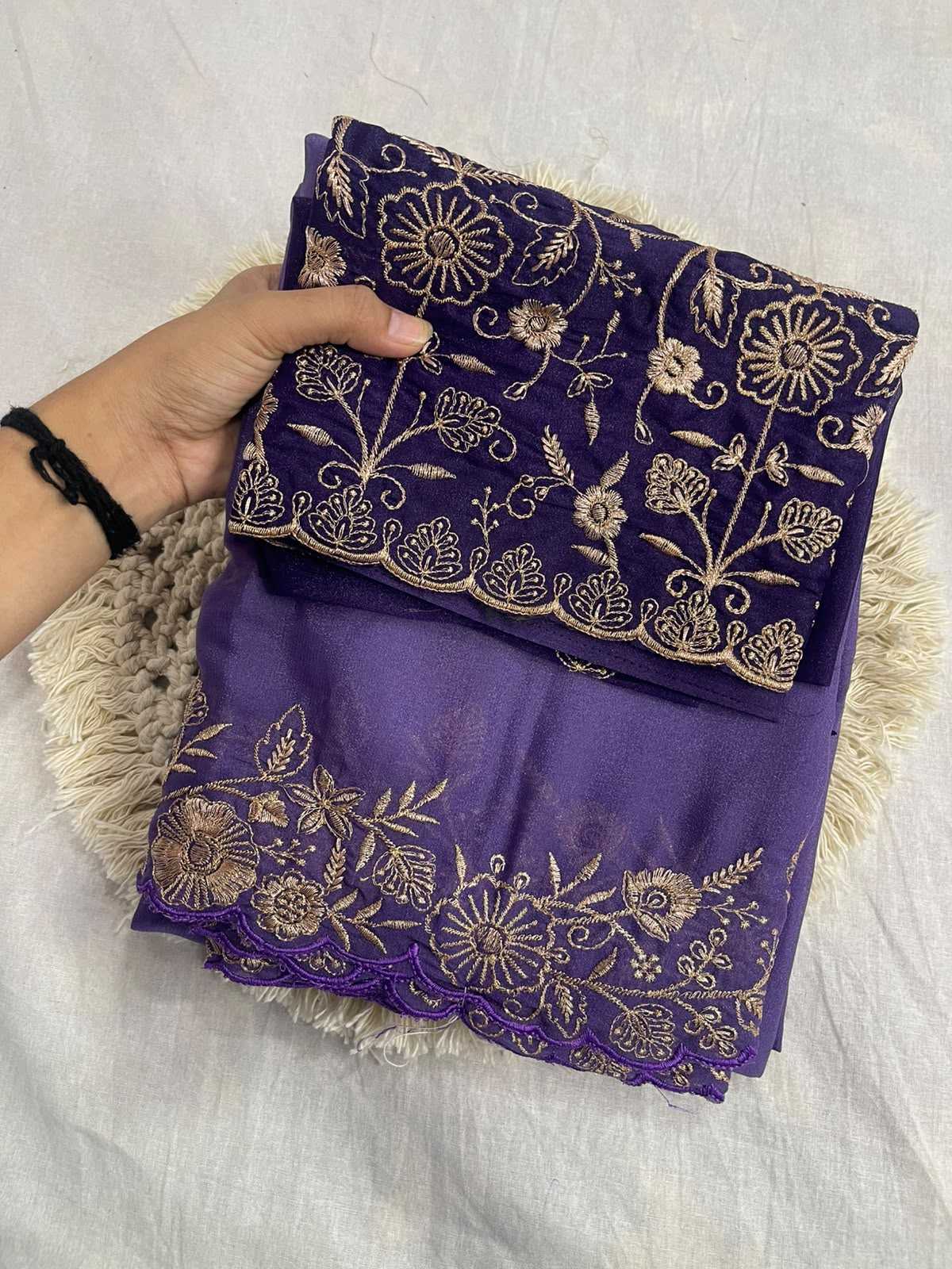 Avni Premium Georgette Designer Saree in Purple