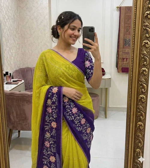 Hiral Crunchi Sequence Saree