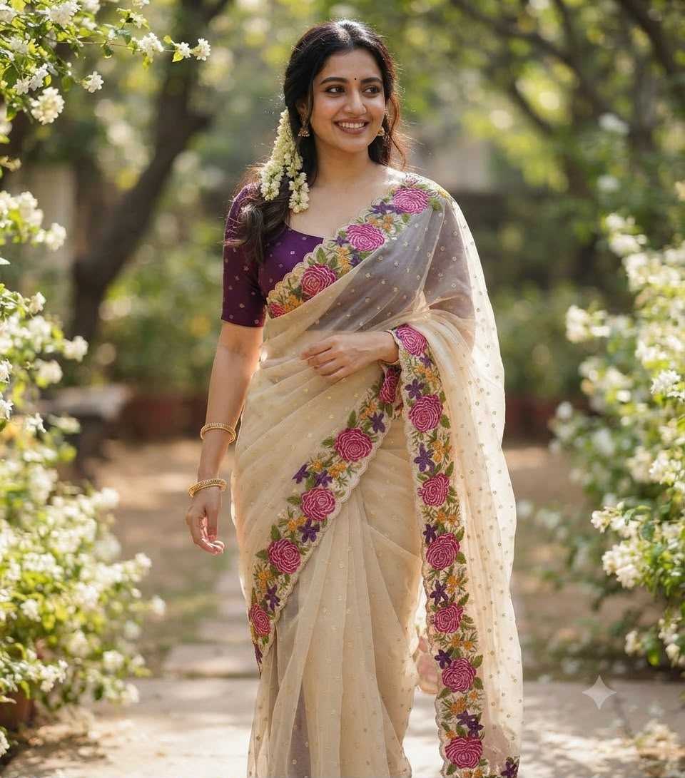 Dull Moss Designer Saree