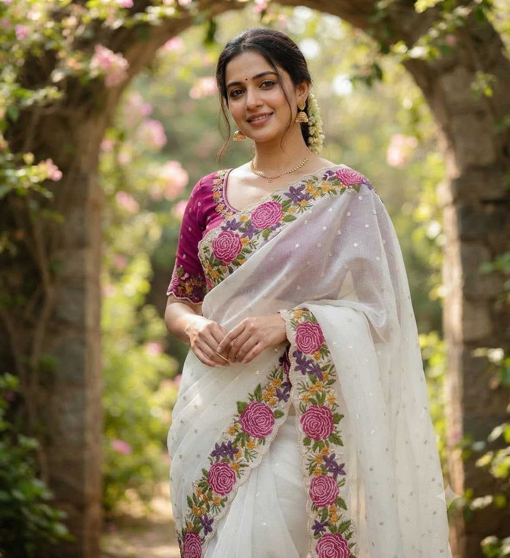 Dull Moss Designer Saree