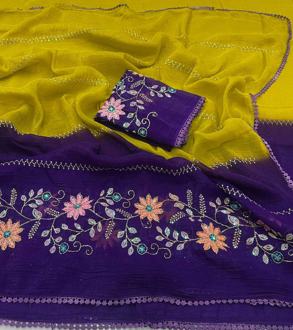 Crunchi Sequence Saree