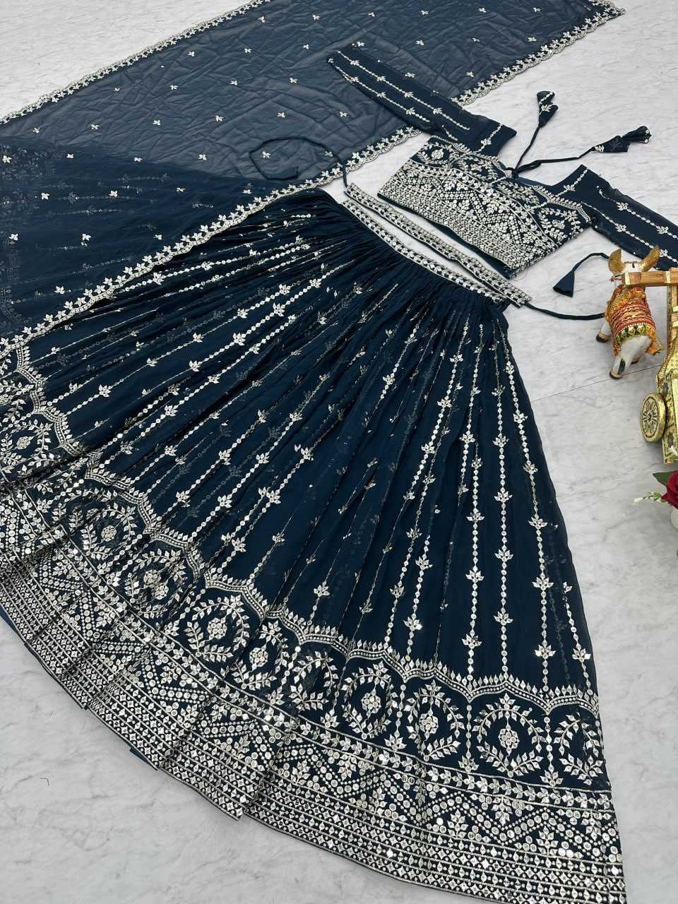 Faux Georgette Traditional Lehenga in Morpich