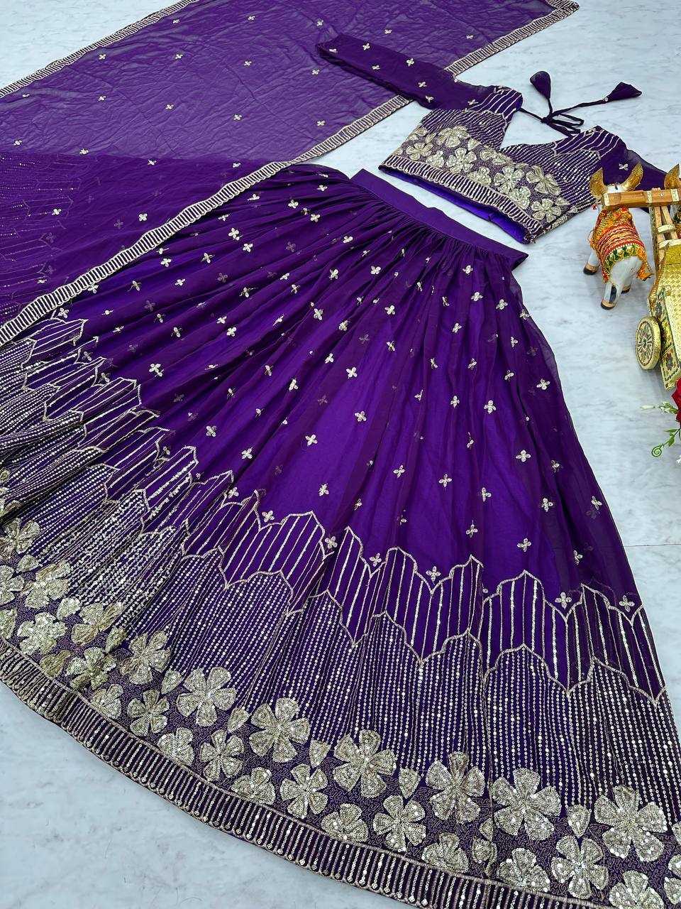Faux Georgette Designer Lehenga in Yellow