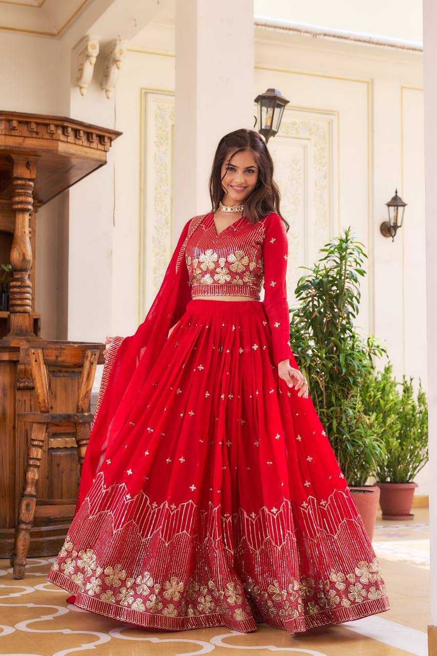 Faux Georgette Designer Lehenga in Yellow