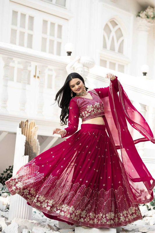 Faux Georgette Designer Lehenga in Yellow