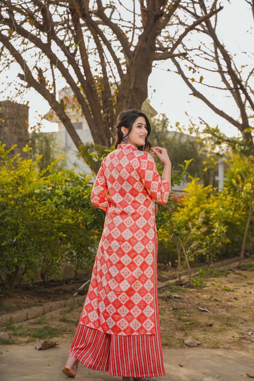 Heavy Rayon Printed Suit in Pink