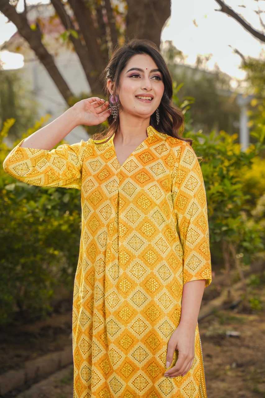 Heavy Rayon Printed Suit in Pink