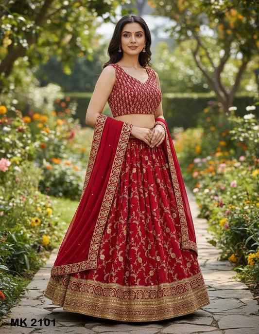 Faux Georgette Embroidered Lehenga 2101