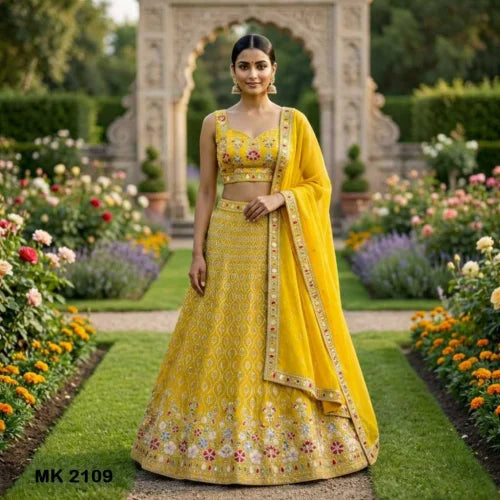Faux Georgette Embroidered Lehenga 2109