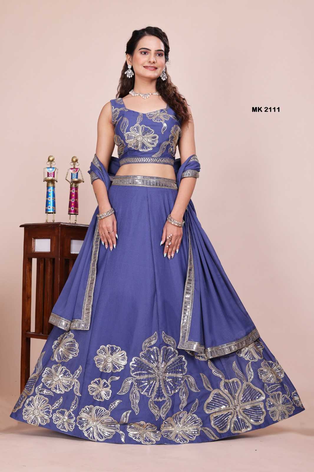 Faux Georgette Embroidered Lehenga 2111