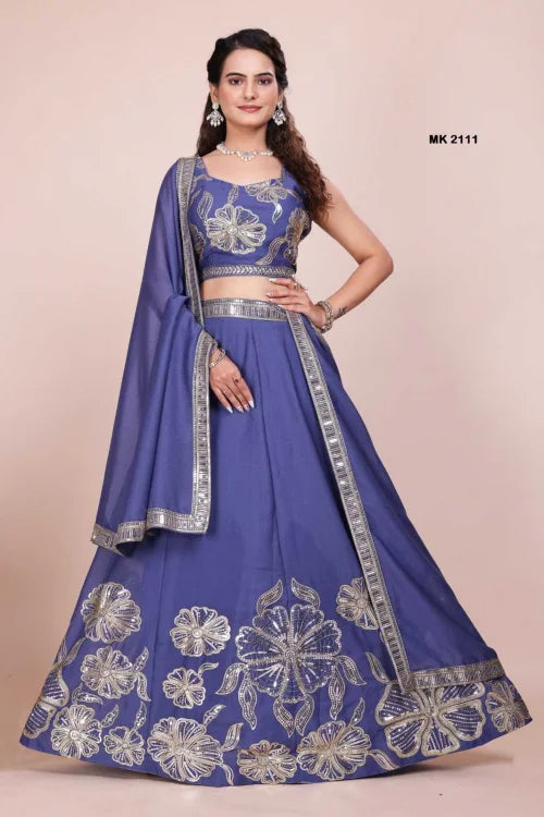 Faux Georgette Embroidered Lehenga 2111