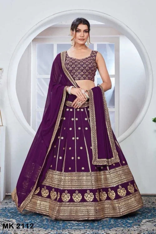 Faux Georgette Embroidered Lehenga 2114